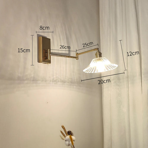 IWHD tirer chaîne verre applique murale LED applique bras gauche droite rotation chambre salon lumières nordique moderne à côté lampe Wandlamp - vue 18 sur 23