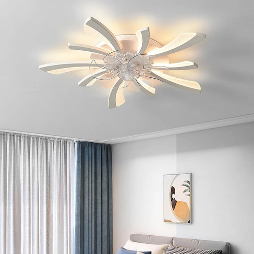 Busmos Fan LED Pendant Lamp Modern LED Pendant Lamp For Living Room, Bedroom, Studio Fan LED Pendant Lamp Dimmable White - vue 3 sur 9