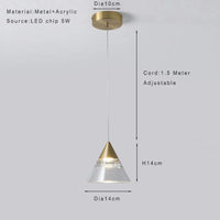 Lamp Modern Acrylic Pendant Light Fixtures Gold, Mini Pendant Lighting For Kitchen Island, Dining Room, Bedroom, Hallway, Kitch