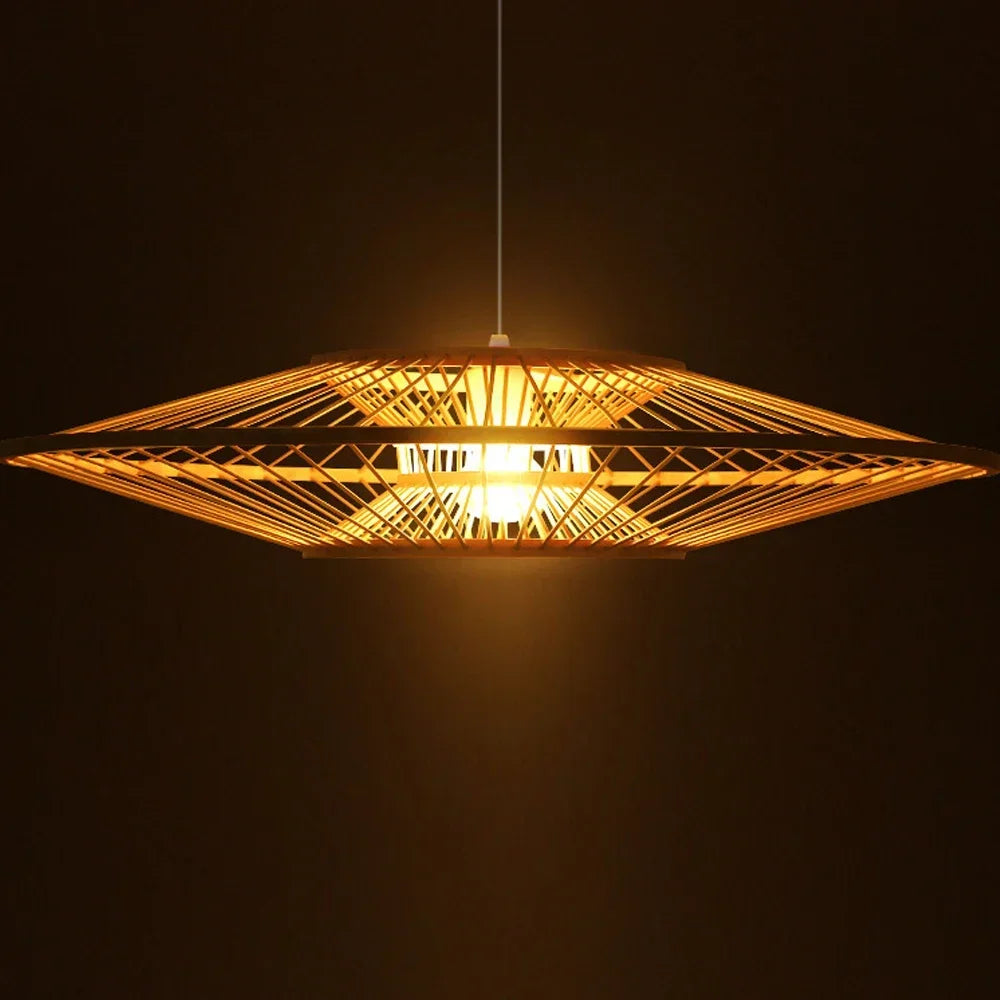 lustre artistique rétro en bambou style chinois pour décoration - vue 4 sur 8