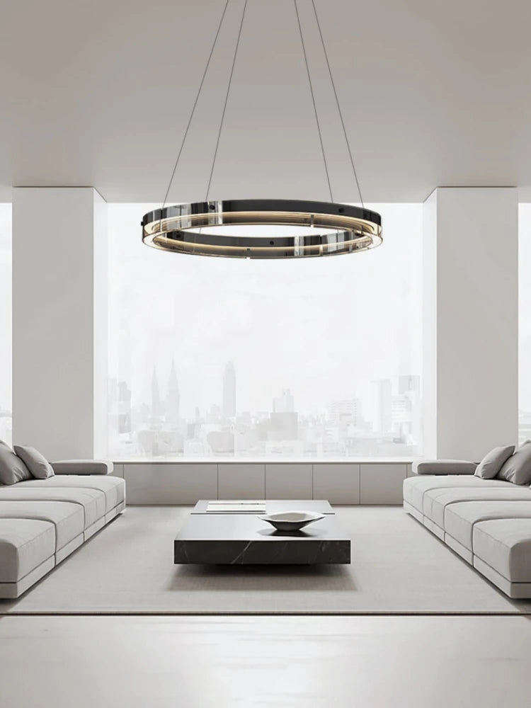suspension circulaire en verre minimaliste italienne moderne et créative - vue 3 sur 11