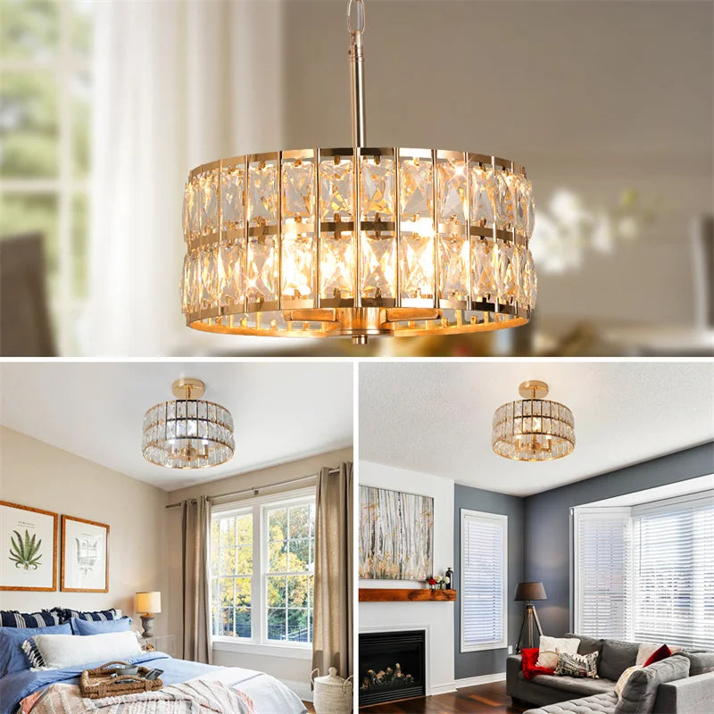 lustre de luxe en cristal suspendu pour décoration maison - vue 4 sur 12