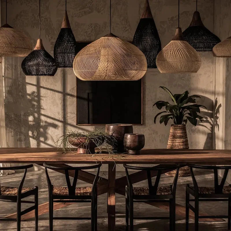 Suspension vintage d'Asie du Sud-Est Lampes en rotin de haute qualité Salon Restaurant Cuisine Luminaires Loft Luminaires - vue 6 sur 21