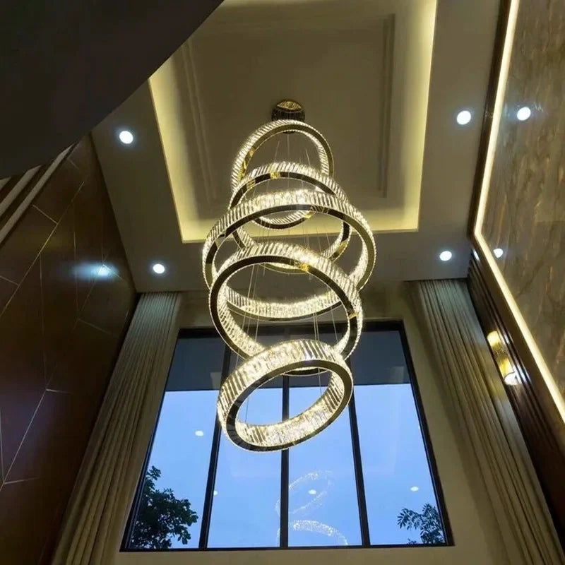lustre moderne en cristal avec anneau pour décoration intérieure - vue 5 sur 7