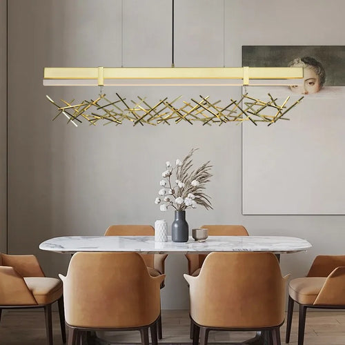 lustre led nordique postmoderne en acier inoxydable et acrylique - vue 5 sur 8