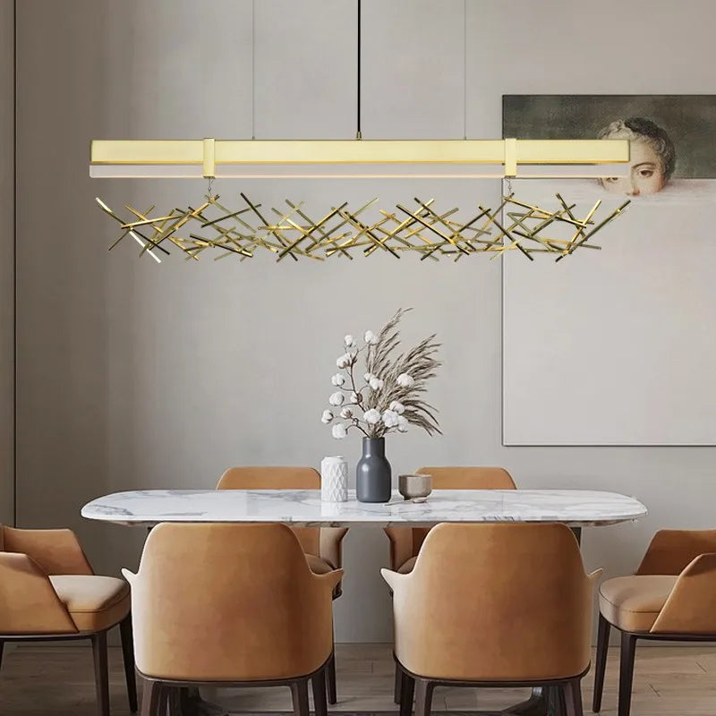 lustre led nordique postmoderne en acier inoxydable et acrylique - vue 4 sur 8
