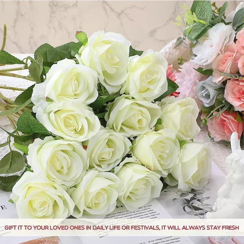 lot de 50 roses artificielles en soie pour décoration et événements festifs - vue 7 sur 24