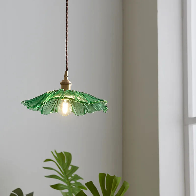 Suspension Vintage en verre de fleur - vue 6 sur 10