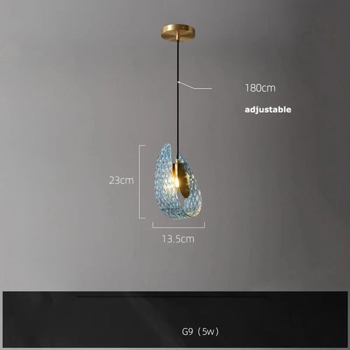 Suspension modernes en verre bleu lampes suspendues design pour couloir Bar chambre lustre Suspension Luminaire éclairage - vue 19 sur 21