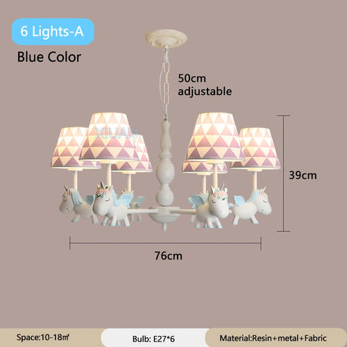 lustre licorne dessin animé pour chambre d'enfant suspendu - vue 12 sur 24