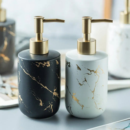 distributeur de savon en céramique style marbre élégant - vue 7 sur 8