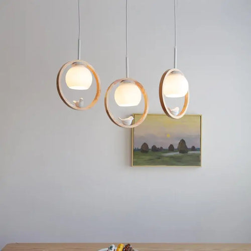 suspension modernes en bois avec led intégrée - vue 2 sur 11