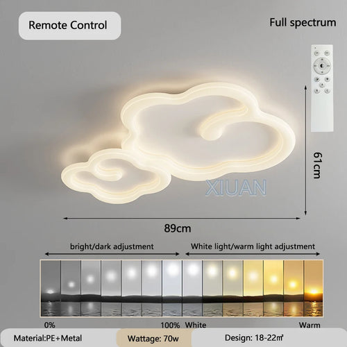 lustre scandinave nuage blanc avec télécommande optionnelle led - vue 9 sur 16