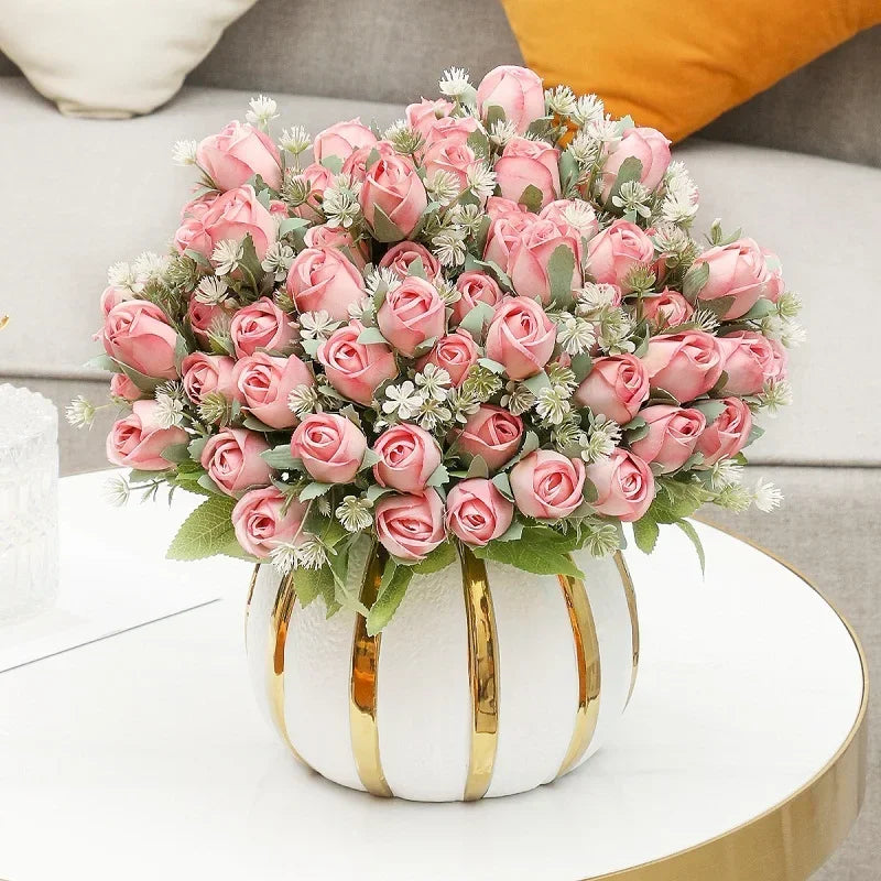 décoration florale en soie roses artificielles pour intérieur et extérieur - vue 2 sur 14