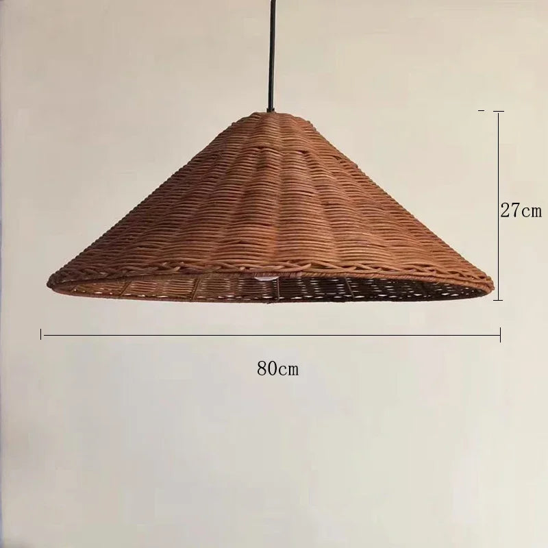 suspension vintage en rotin fait main pour éclairage intérieur - vue 8 sur 16