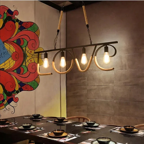 Lustre et Suspension rustique industrielle avec cordage - vue 4 sur 21