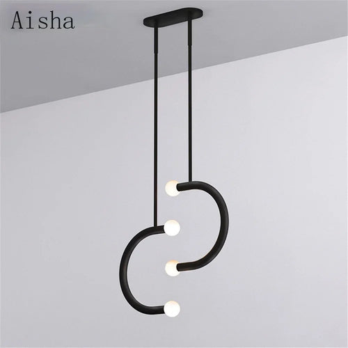 Nordic Creative U-shaped Line Art Led Chandelier Suitable for Corridor Bedroom, Bar and Loft Decoration Industrial Hanging Lamps - vue 2 sur 8