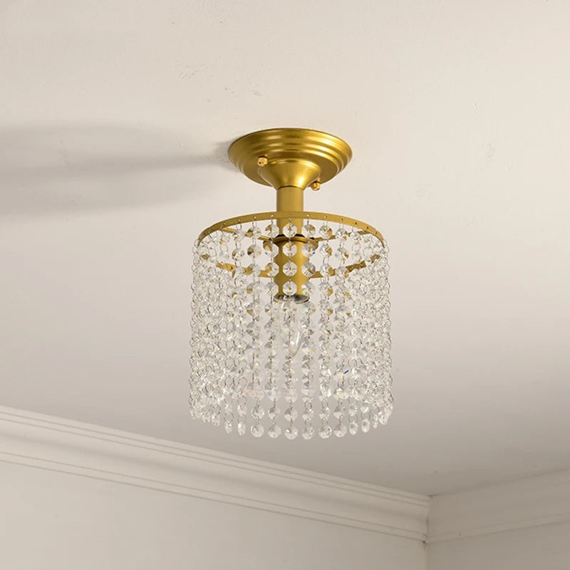 plafonnier led en cristal doré pour décoration intérieure - vue 4 sur 7