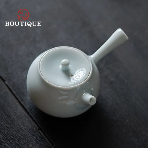 Théière japonaise artisanale céramique anse latérale 150ml filtre - vue 4 sur 7