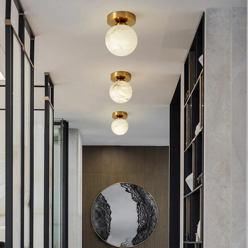 plafonnier marbre nordique intérieur cuisine allée hall escalier en laiton - vue 5 sur 11