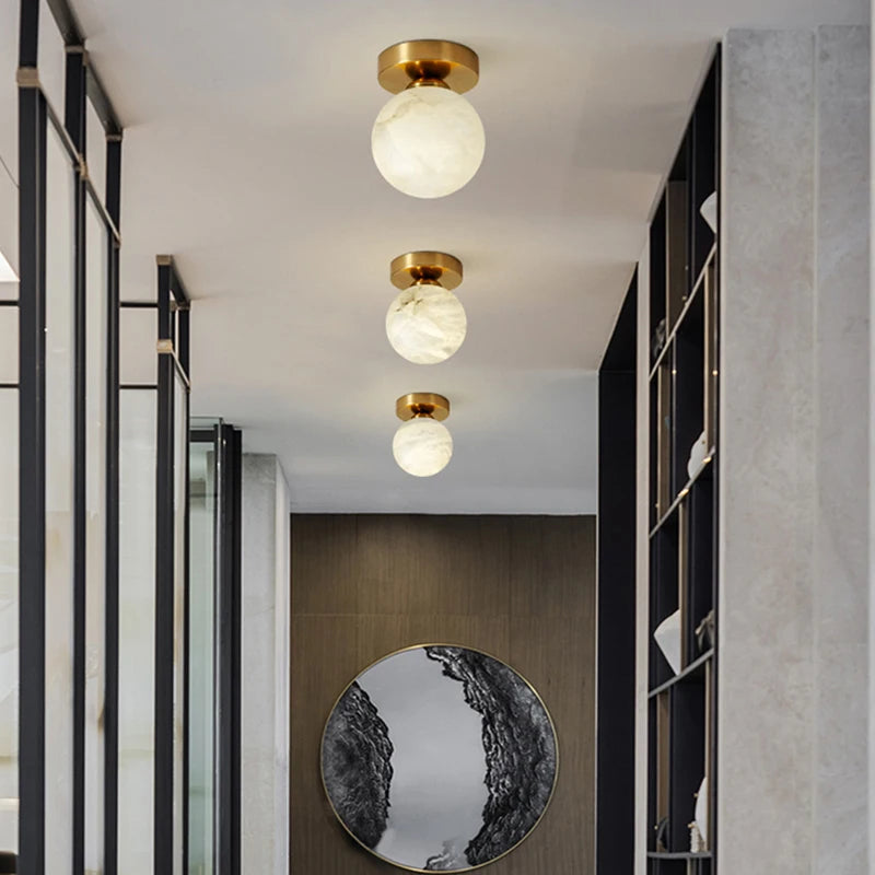 plafonnier marbre nordique intérieur cuisine allée hall escalier en laiton - vue 4 sur 11