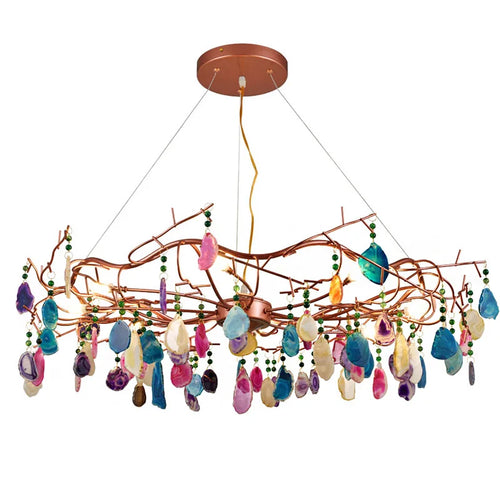 Ring Ceiling Lights Pendant Light Modern Agate Stone Chandelier In Rose Gold For Living Room Dining Room Kitchen Hallway,25.5" - vue 6 sur 7