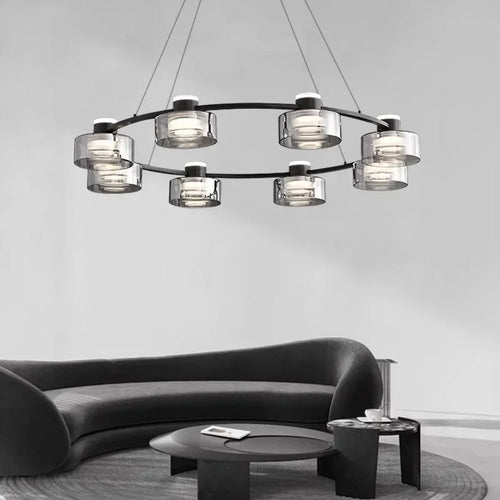 lustre led minimaliste moderne en verre et cuivre - vue 4 sur 15