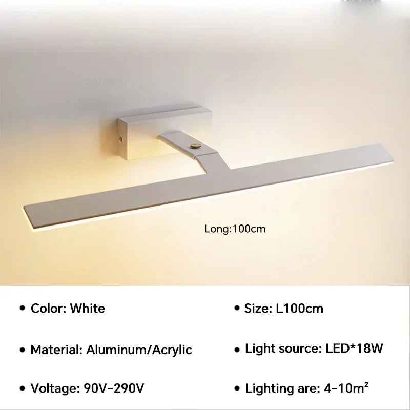 applique murale led moderne étanche pour miroir rotative et lumineuse - vue 8 sur 14