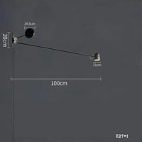 Swing Arm Wall Lamp Adjustable Long Pole Sconce Light for Reading Living Room Bedroom
