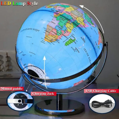 lampe de bureau globe terrestre imprimé en hd 360 degrés artisanat éducatif - vue 5 sur 8