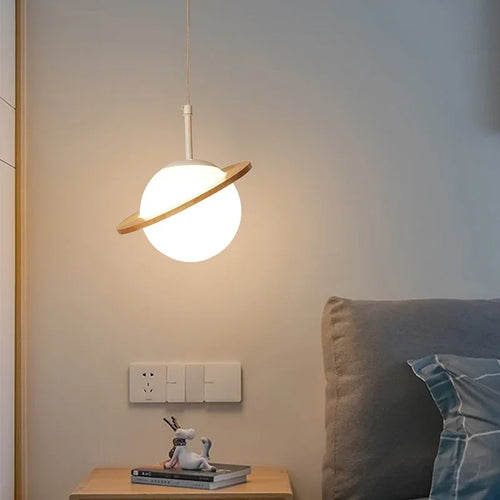 lampe à poser créative en bois et boule blanche décorative pour intérieur - vue 4 sur 12