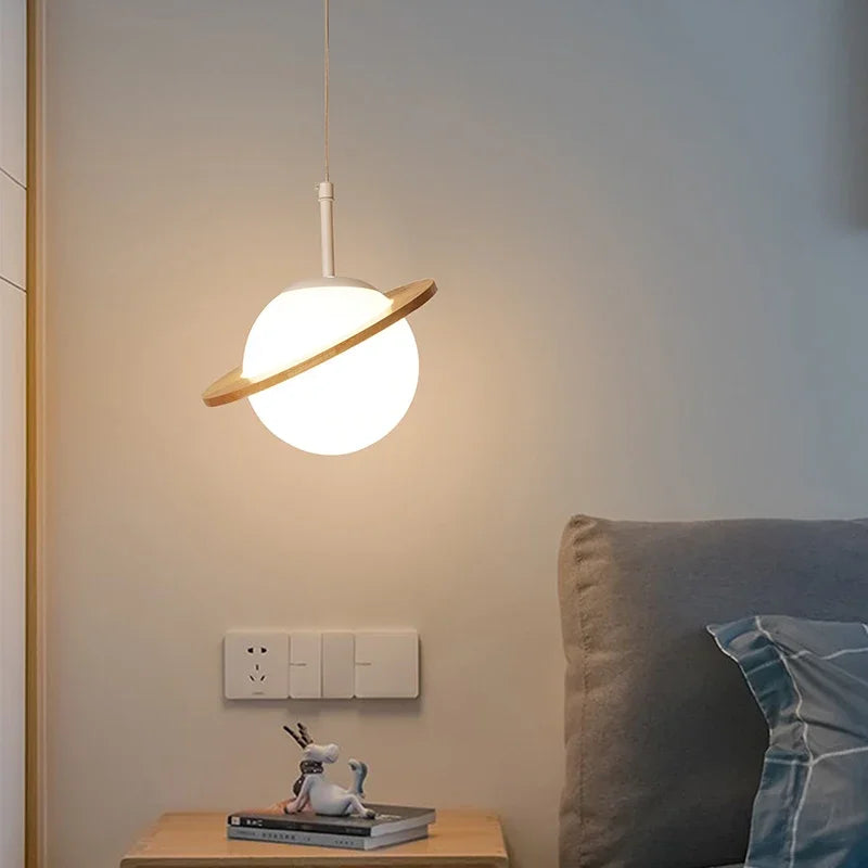 lampe à poser créative en bois et boule blanche décorative pour intérieur - vue 4 sur 12
