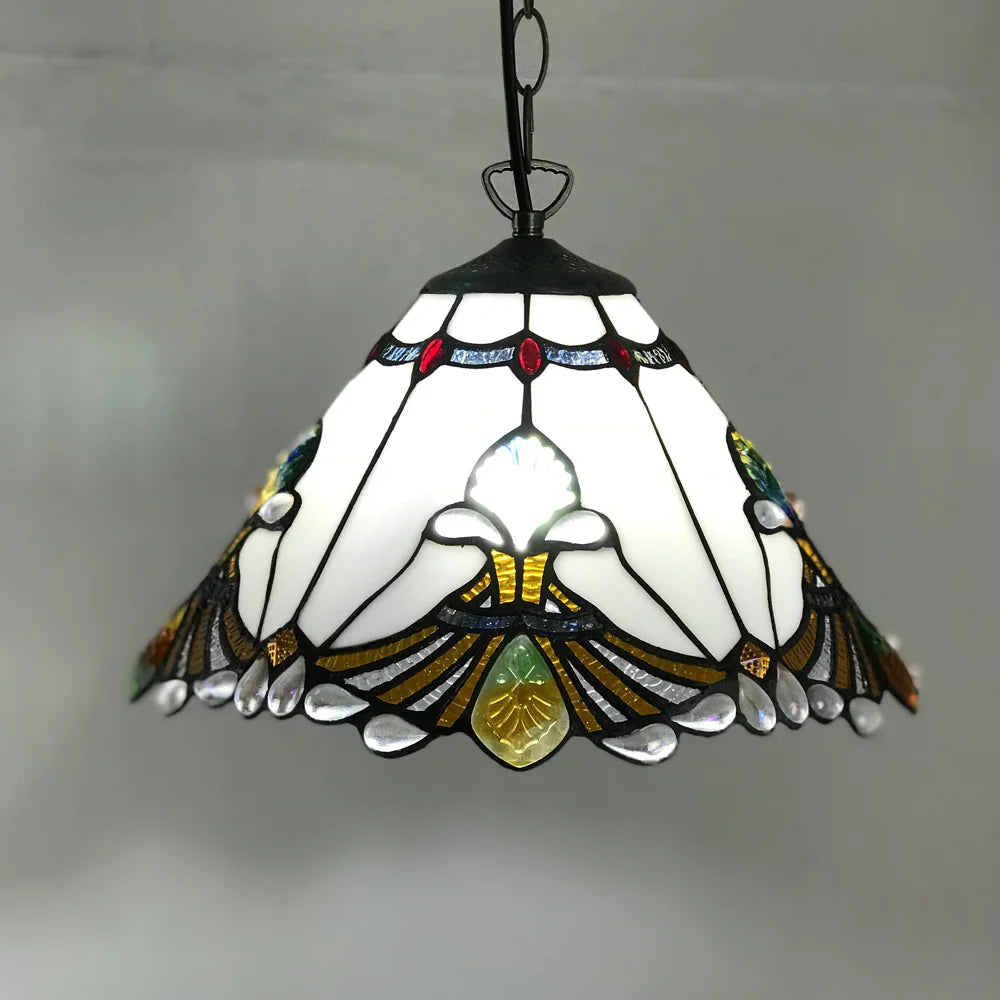 lustre tiffany vitrail style méditerranéen pour intérieur élégant - vue 6 sur 22