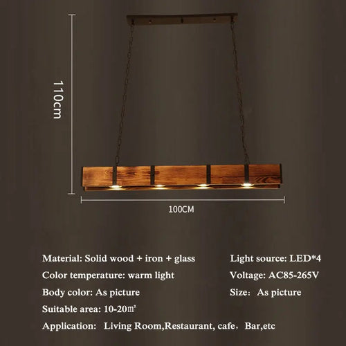 Lustre Vintage américaine en bois salle à manger Bar Table magasin de vêtements de Style industriel éclairage Led - vue 2 sur 7
