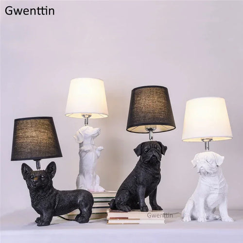 lampe de table moderne pour chiot en résine décorative - vue 2 sur 16