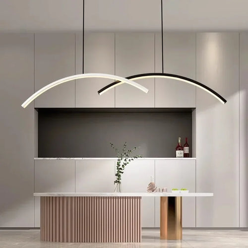 lustre moderne à leds avec télécommande et ligne simple - vue 2 sur 8