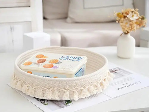 panier tissé en corde pour rangement divers et cosmétiques - vue 7 sur 8