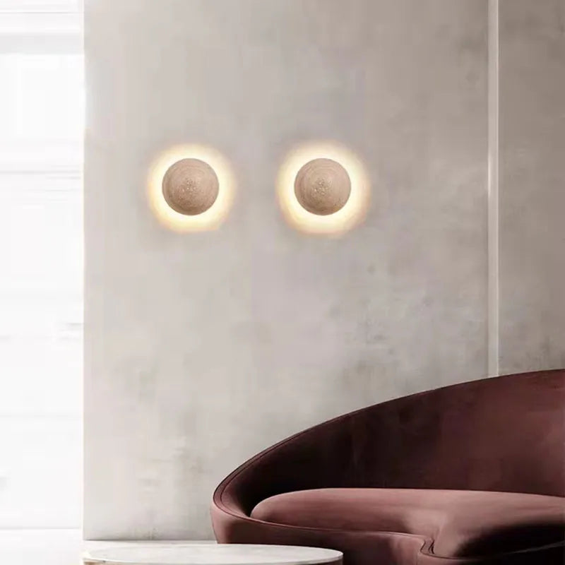 applique murale moderne en pierre avec lumière intégrée et interrupteur - vue 3 sur 8