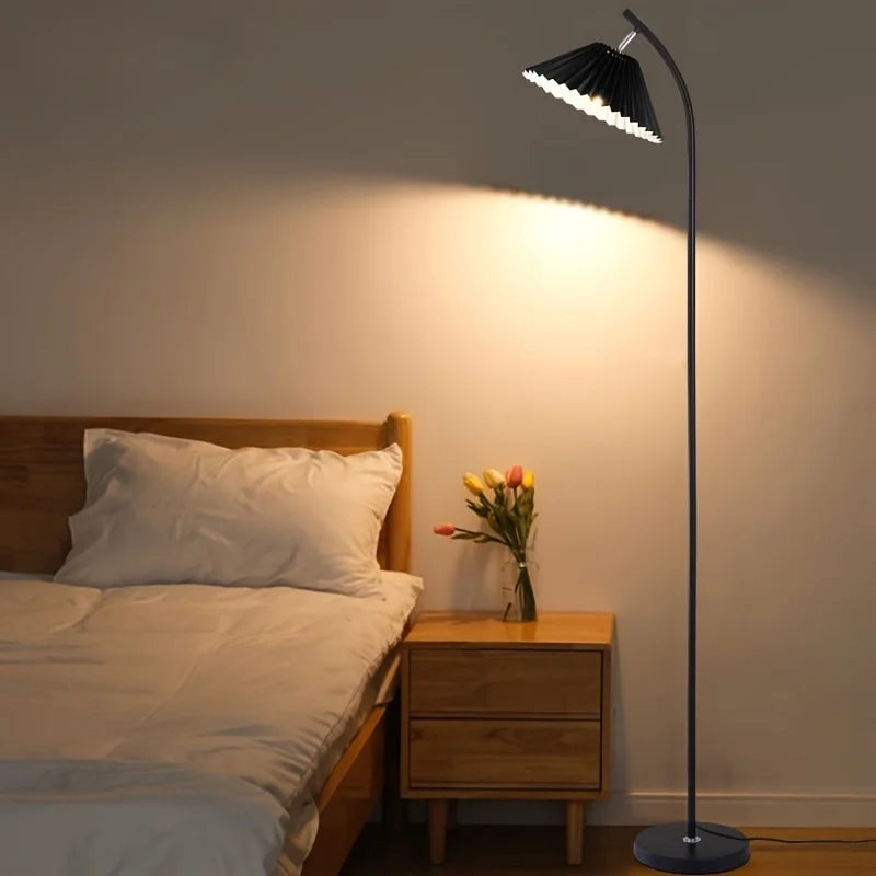 lampadaire nordique moderne abat-jour plissé pour décoration intérieure - vue 3 sur 7