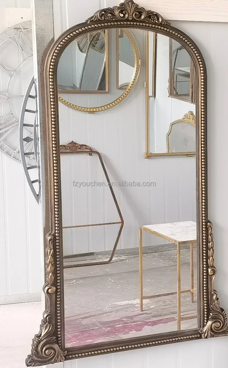 miroir mural antique doré design industriel rond décoration intérieure - vue 6 sur 7