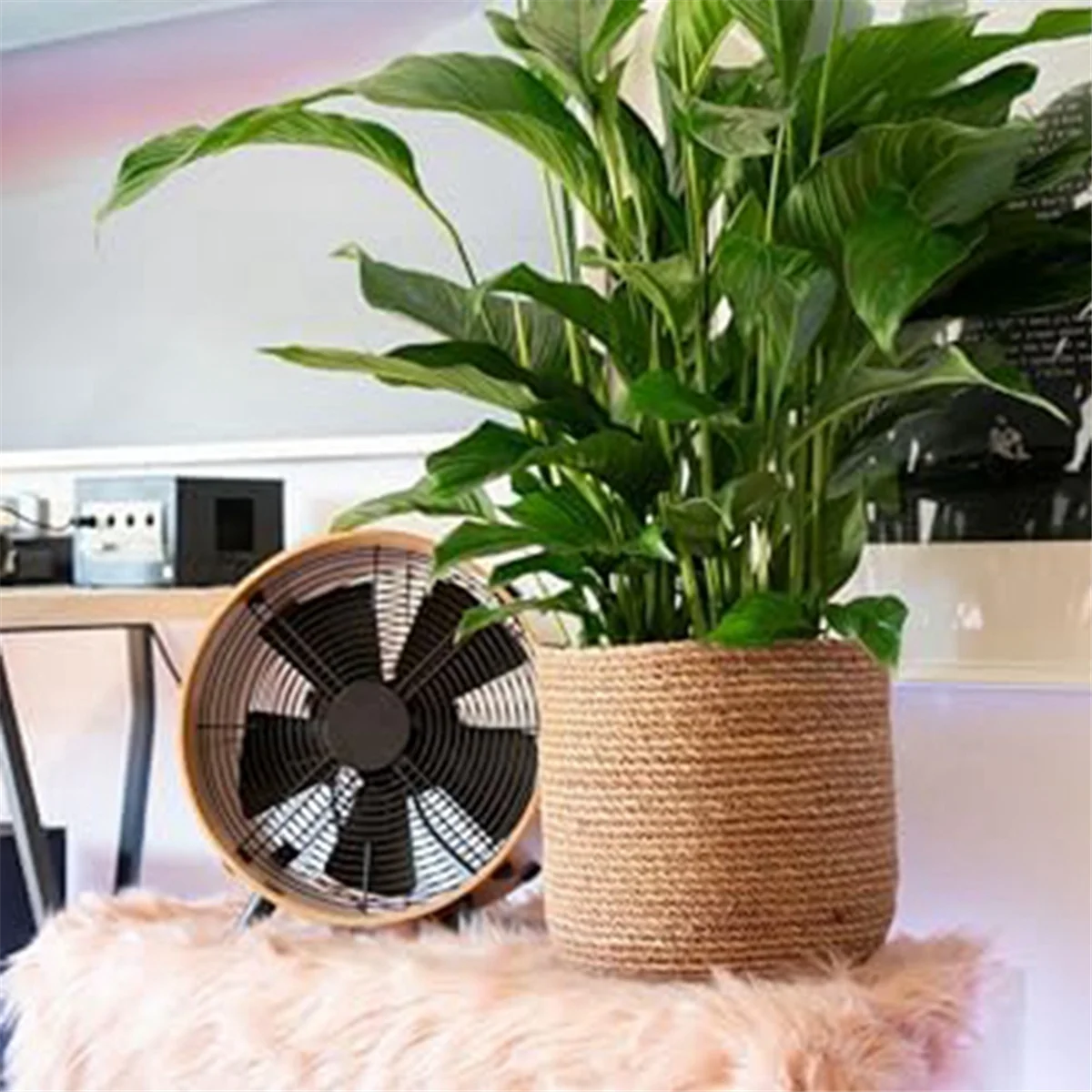 pot de fleurs tissé en jonc de mer style bohème décoratif - vue 4 sur 7