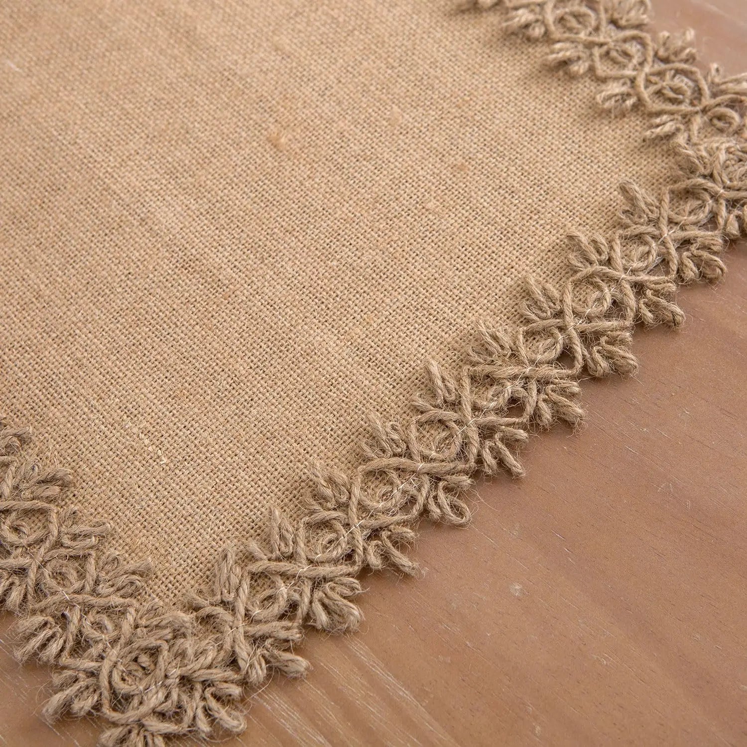 Chemin de table macrame beige rustique boheme franges - vue 7 sur 7