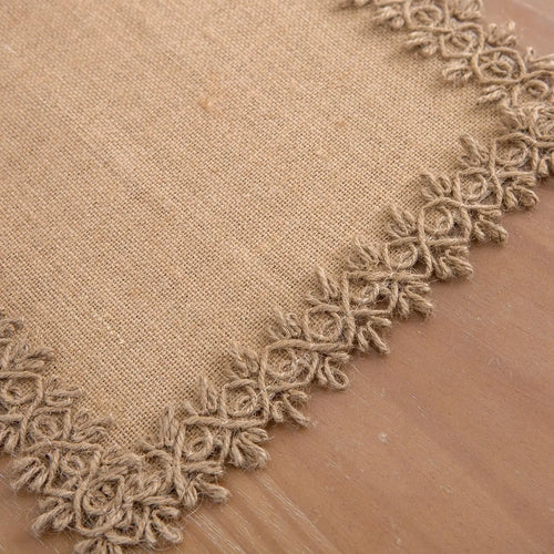 Chemin de table macramé rustique beige style bohème - vue 8 sur 7