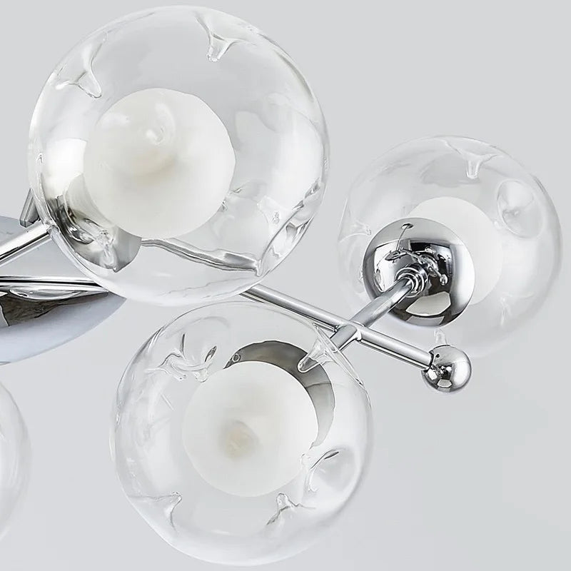 lustre en verre clair style bauhaus pour hôtel - vue 4 sur 9