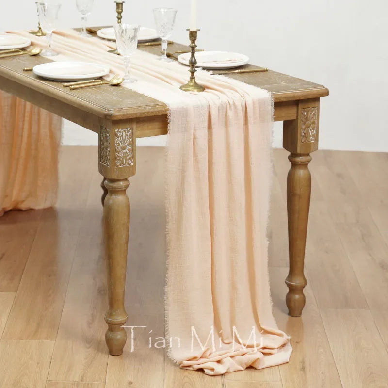 Chemin de table coton gaze style vintage mariage - vue 19 sur 29