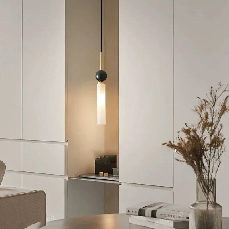 suspension en marbre et cuivre pour éclairage intérieur moderne - vue 5 sur 16