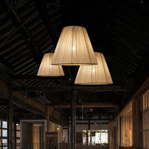 suspension en tissu chinois moderne avec design pli rétro - vue 2 sur 7