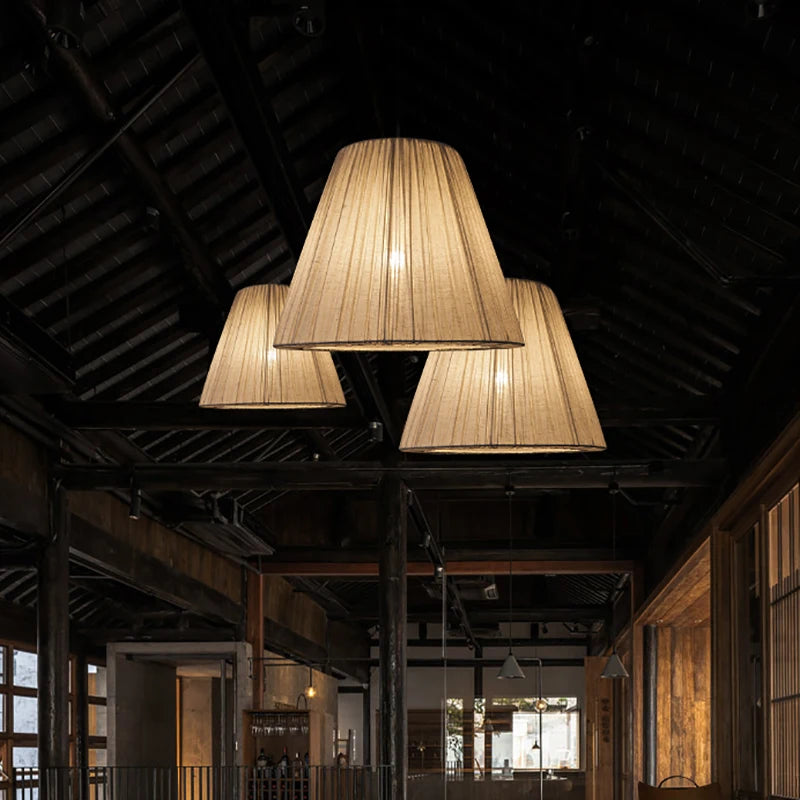 suspension en tissu chinois moderne avec design pli rétro - vue 2 sur 7