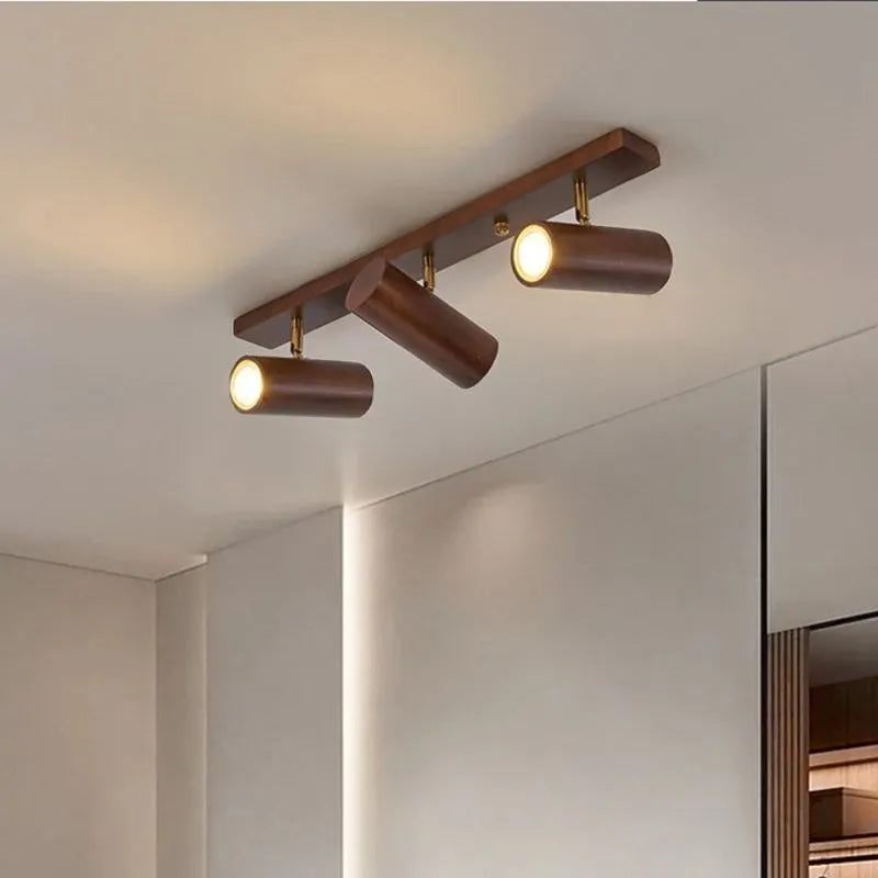Applique murale LED nordique originale en bois multi-angle réglable projecteur pour chambres salons étude Den éclairage Luminaire - vue 3 sur 12