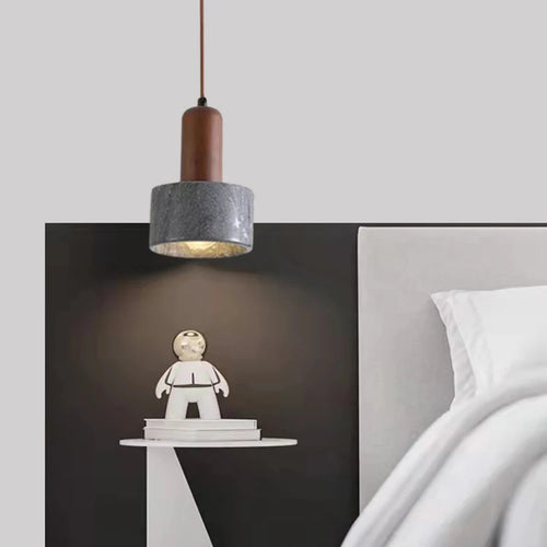 suspension moderne en pierre et bois pour intérieur - vue 3 sur 9